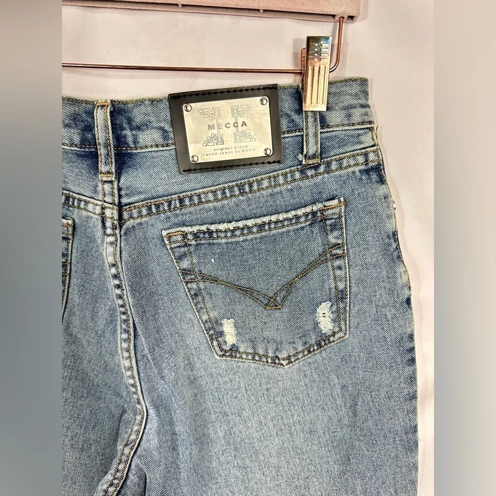 Y2K MECCA denim long line bermuda embroidered shorts size L